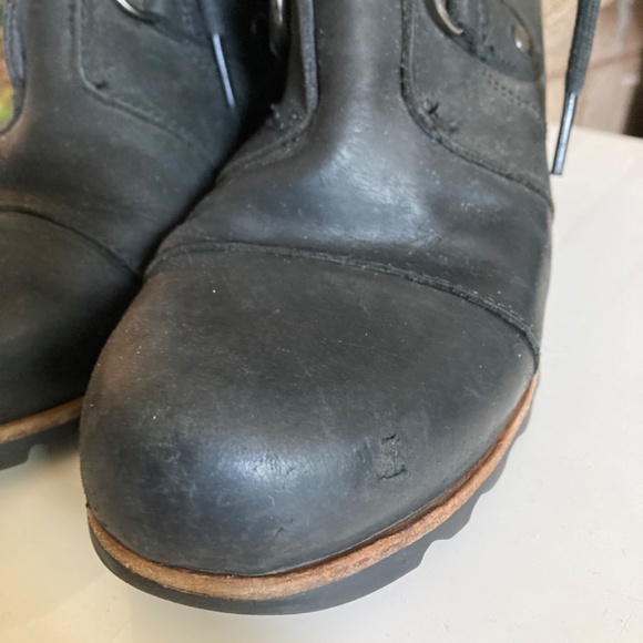 Sorel Black Leather Wedge Lace Up Women’s Size 8.5 - Picture 8 of 14